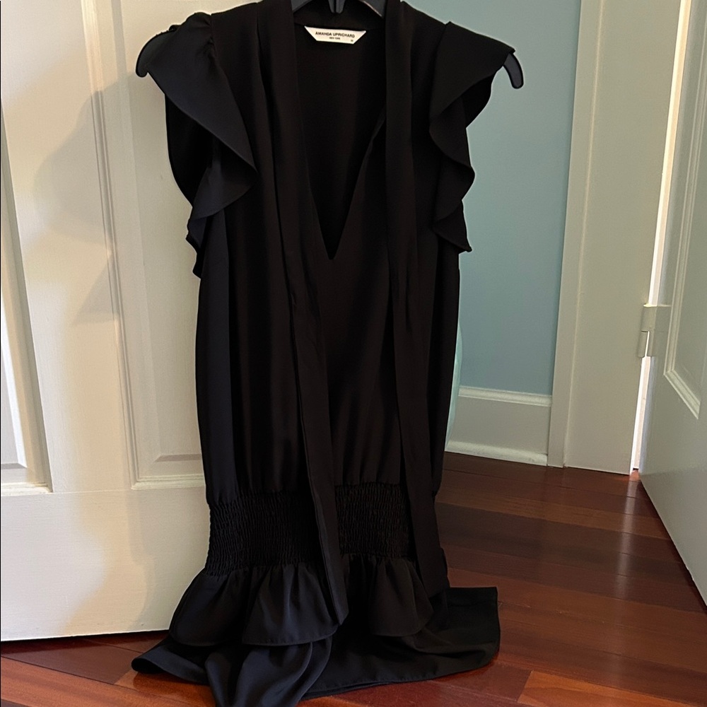 Amanda Uprichard Black Ruffle Mini Dress